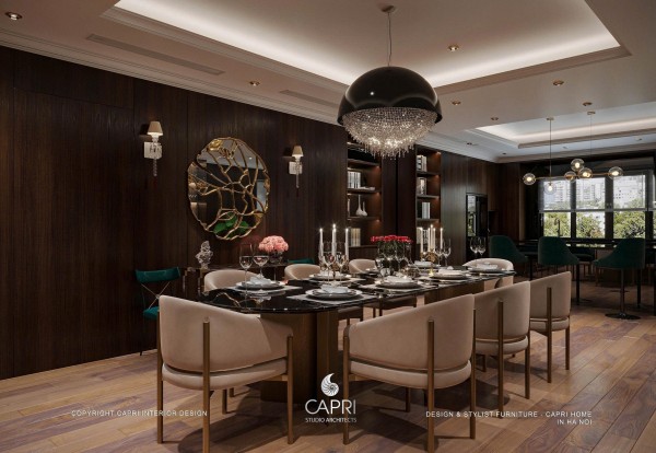 NGỌC KHÁNH HOUSE – KẾT CẤU GỖ VÀ ÁNH SÁNG PHA LÊ TRONG NỘI THẤT TÂN CỔ ĐIỂN